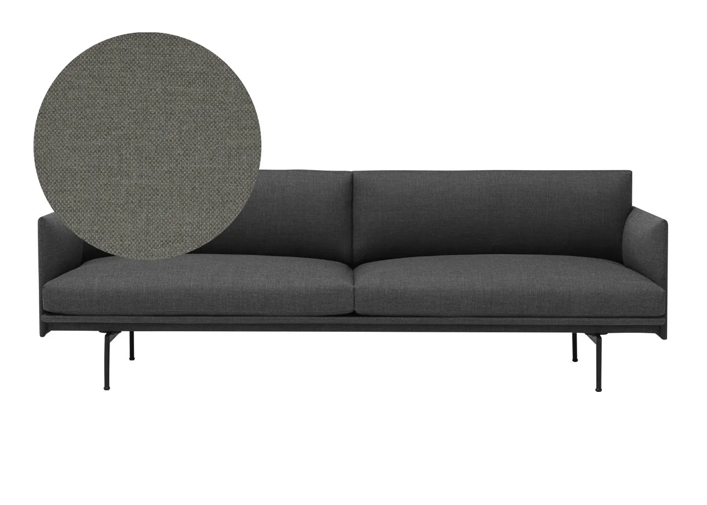 Muuto Outline 3 seater Kvadrat Fiord Fabric Dark Green 961 1