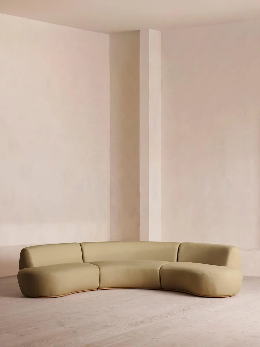 Aline Serpentine Modular Sofa, Six Seater, Linen, Wheat