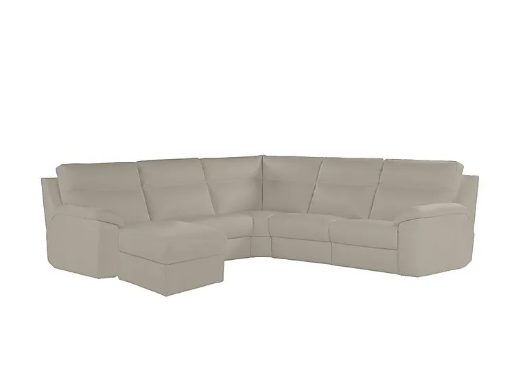 Pepino Large Leather Left Hand Facing Corner Sofa with Chaise End - Botera Crema