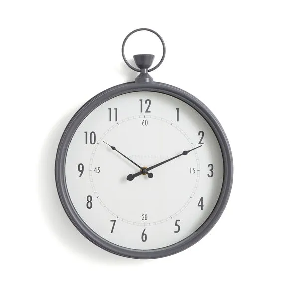 Pewter Vintage Pocket Watch Indoor Outdoor Wall Clock 3