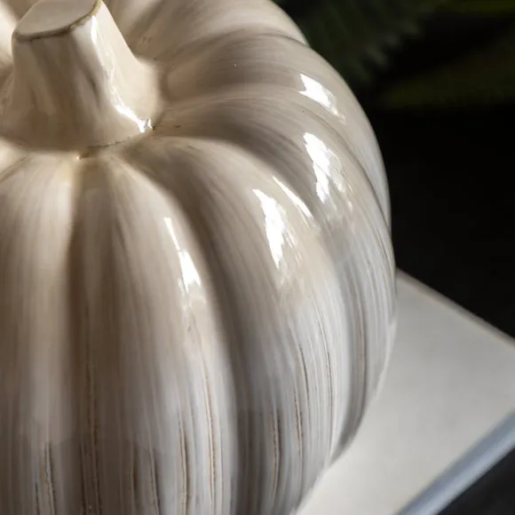 Cedar & Sage Natural Ceramic Pumpkin Ornament 3