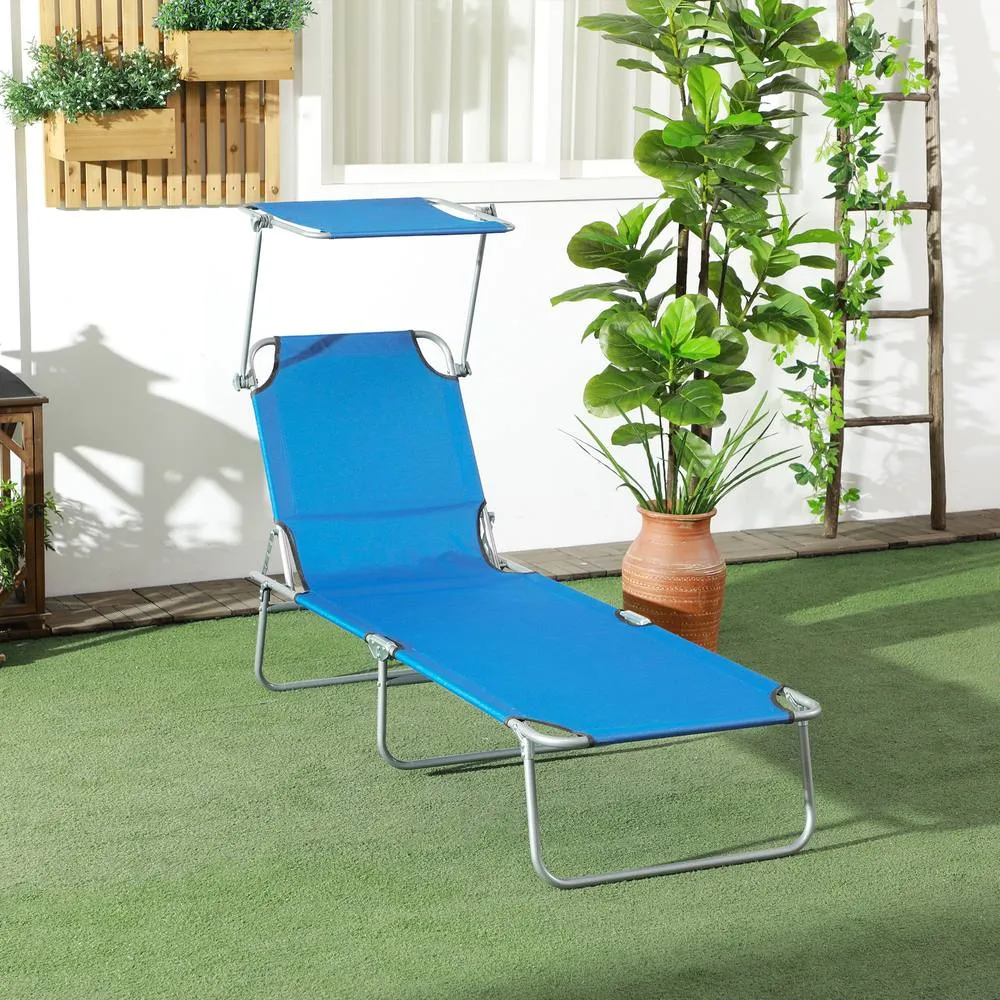 OUTSUNNY Reclining Sun Loungers, Folding Recliners for Garden Patio, Bright Blue