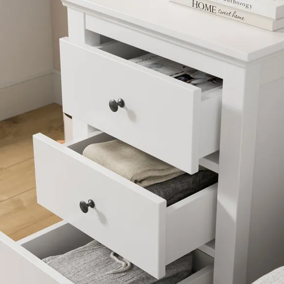 Lynton 3 Drawer Bedside Table, White 4