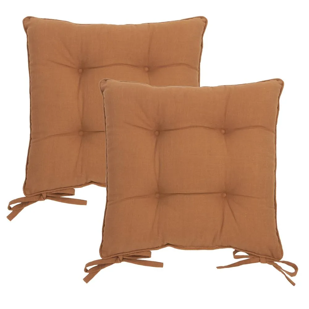 Yard Slub Cotton 2-Pack Plain Indoor/Outdoor Seat Pads in Amber 3