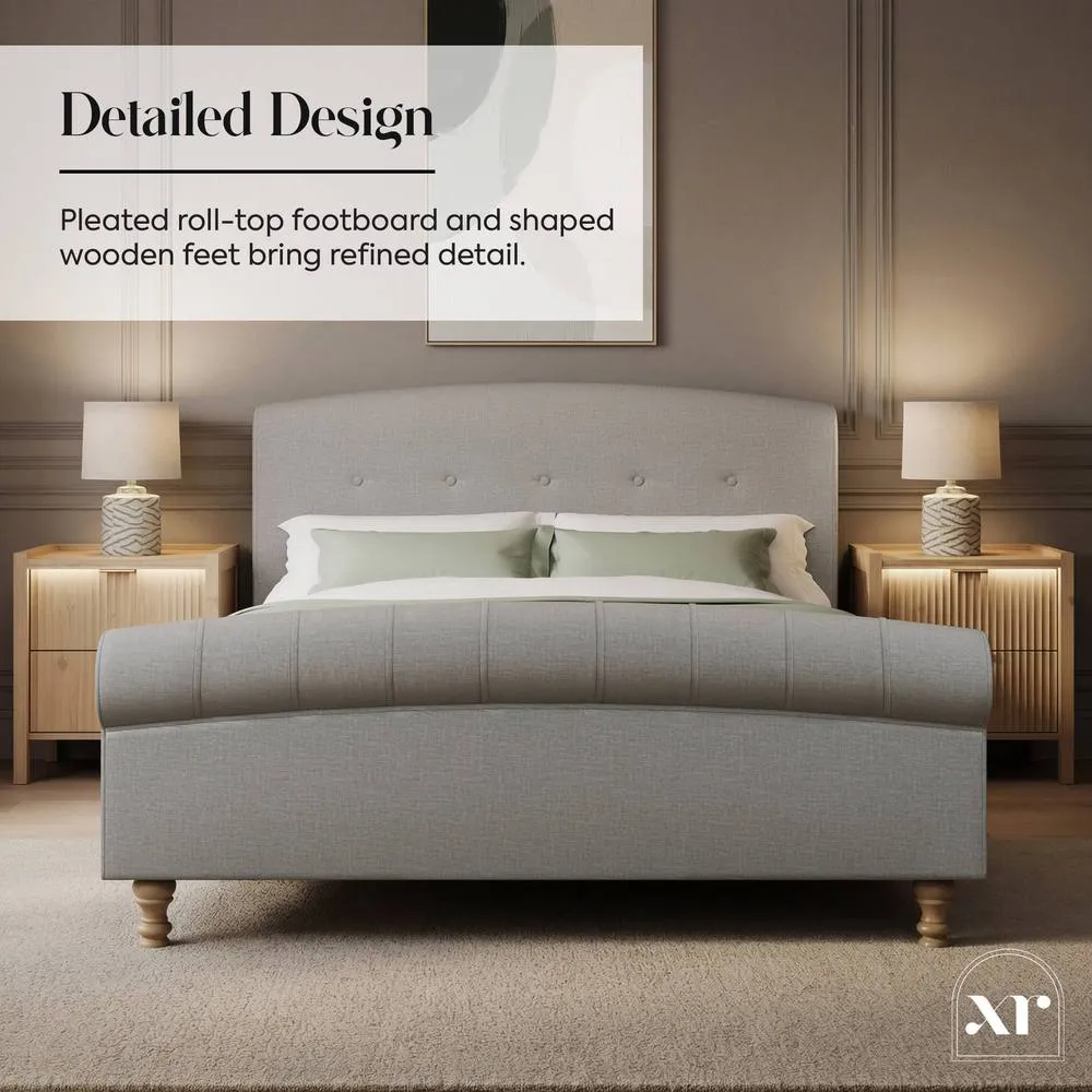 X Rocker Camille Upholstered Shadow Ottoman - Double Sleigh Bed - Grey 4