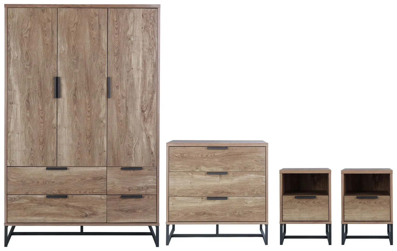 Habitat Nomad 4 Piece 3 Door Wardrobe Set - Oak Effect