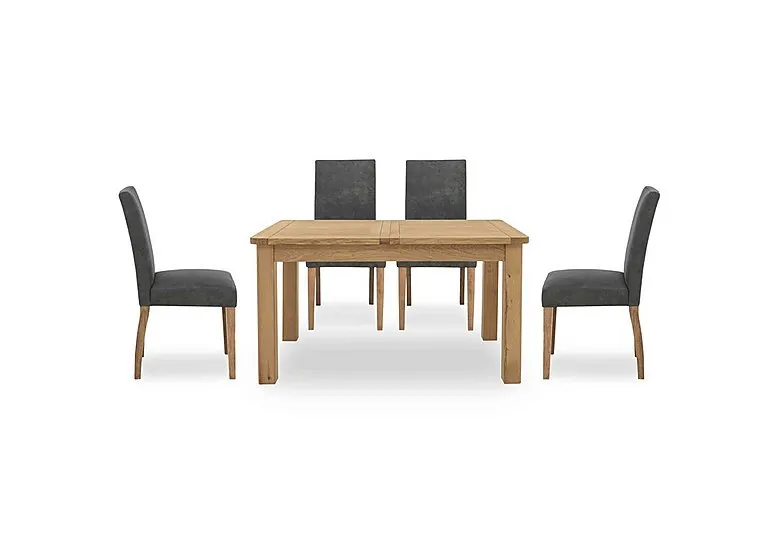 Augusta Small Rectangular Extending Dining Table and 4 Cowboy Upholstered Chairs - Grey