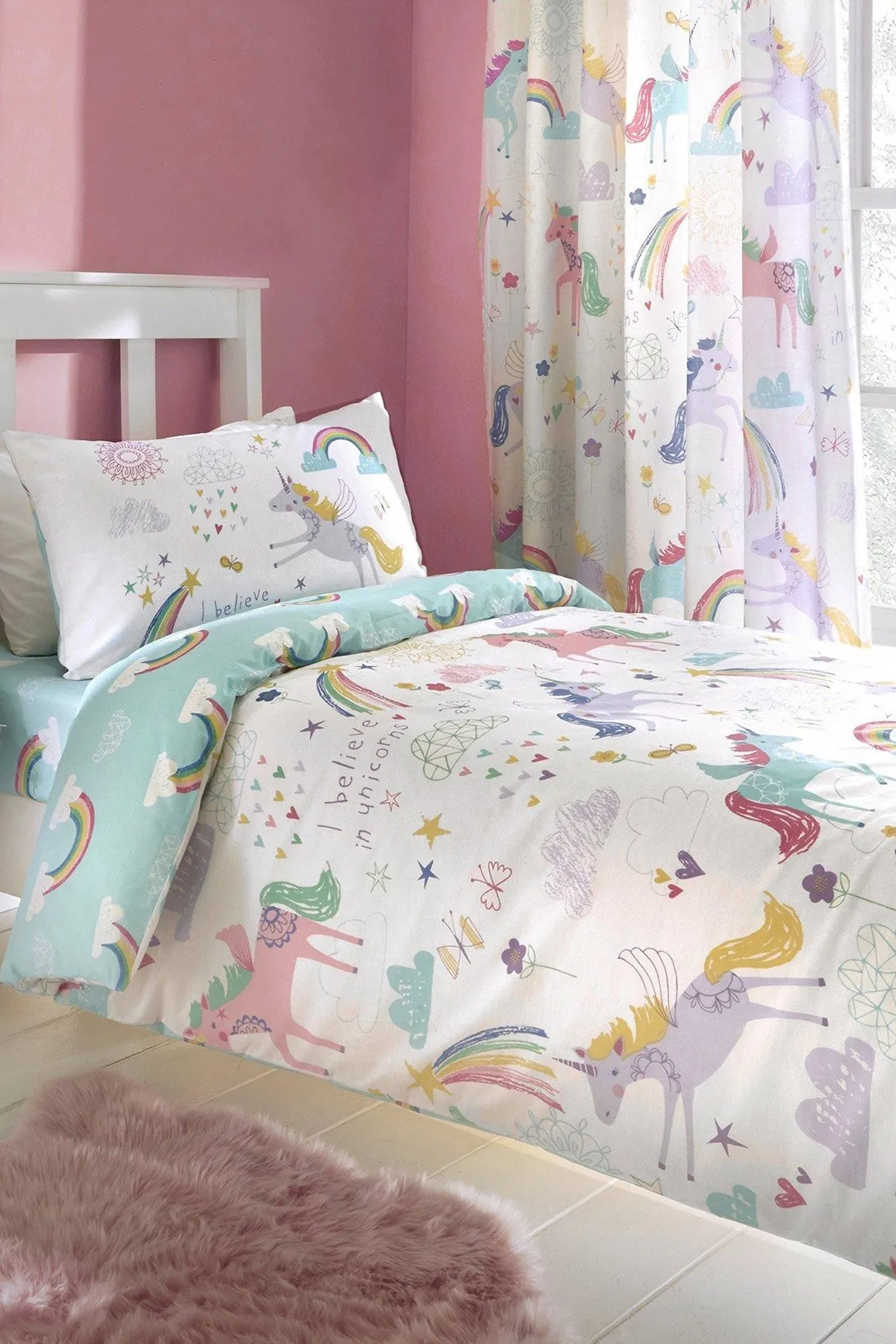 Bedlam 'Rainbow Unicorn' Childrens Duvet Cover Set