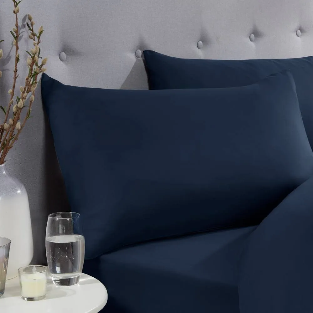 Smart Living Super Soft Warm Cosy Plain Dye Housewife Pillowcases Pair in Navy 2