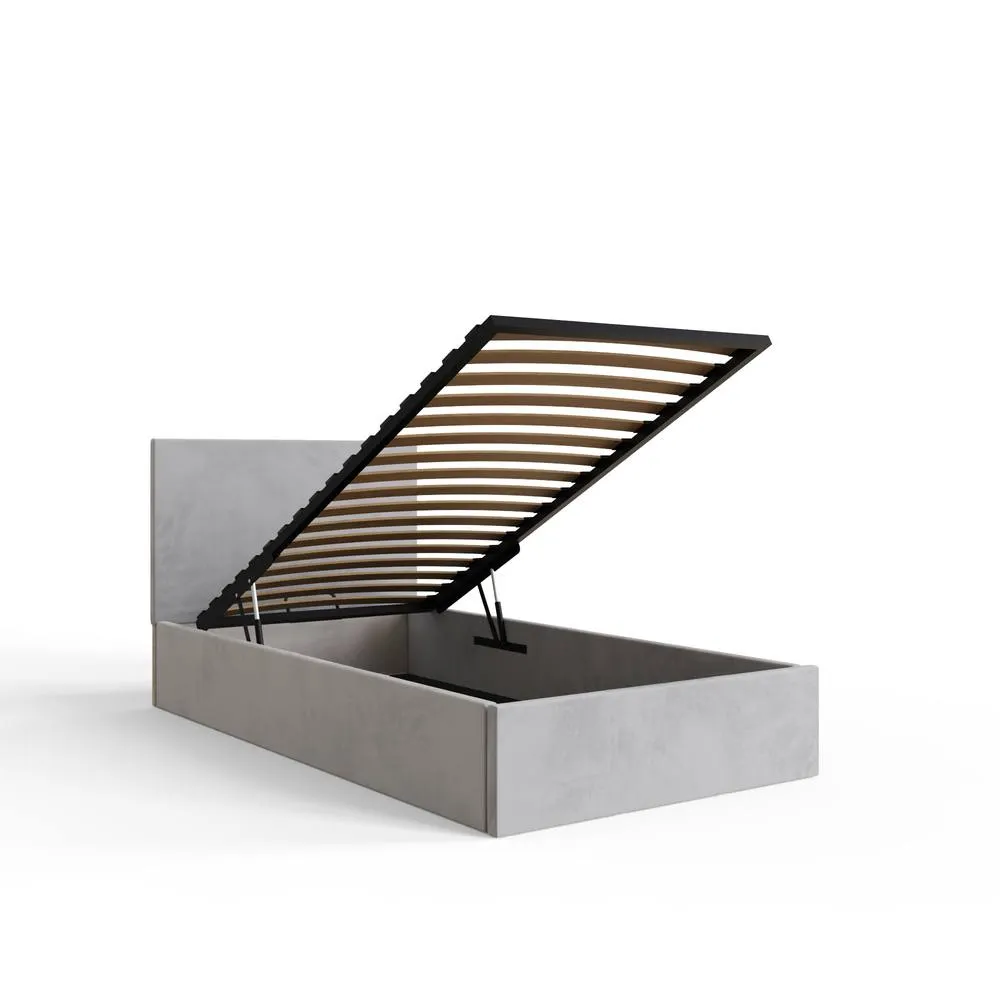 GFW End Lift Ottoman Storage Bed Velvet in Charcoal 4
