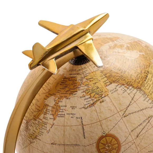 Harvey Makin Gold Globe Ornament with Plane 2
