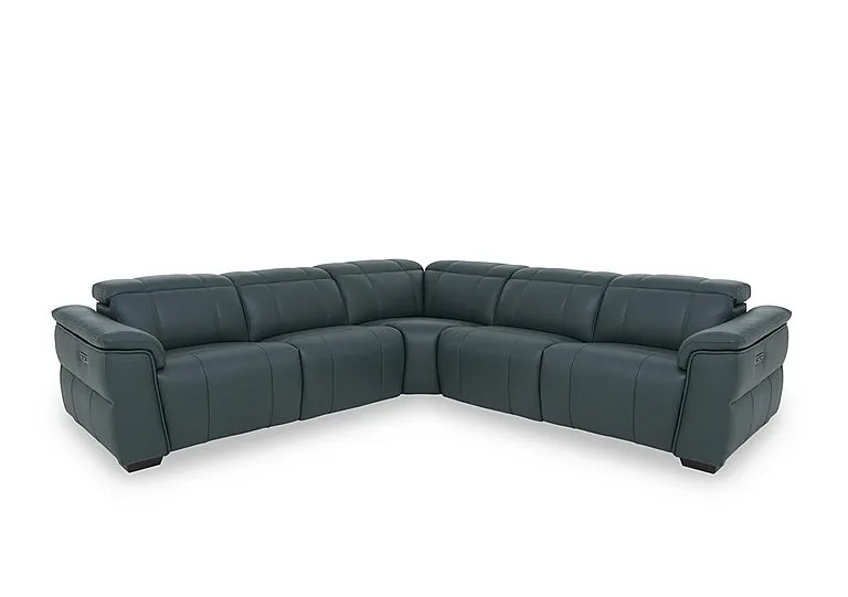 Inca NC Leather Large Power Recliner Corner Sofa with Power Headrests - Peacock