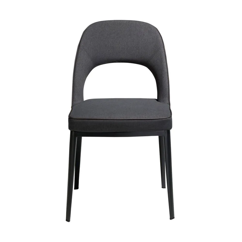 Angel Cerda Dark Grey Fabric Dining Chair with Black Steel Legs 2