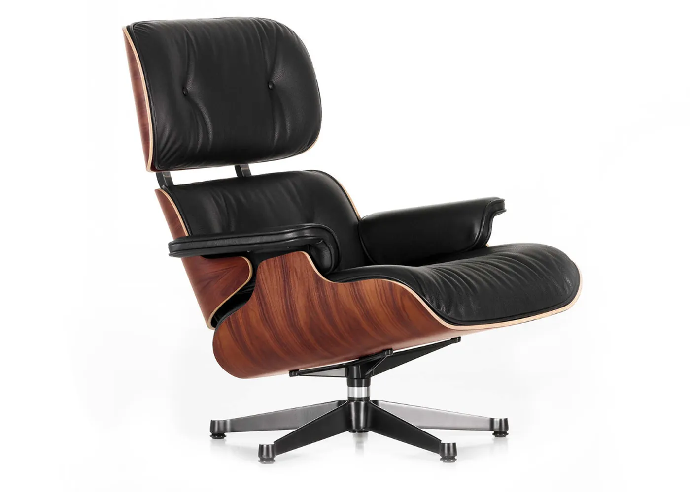 Vitra Eames Lounge Chair Santos Palisander Contemporary Dimensions Nero Polished Black 1
