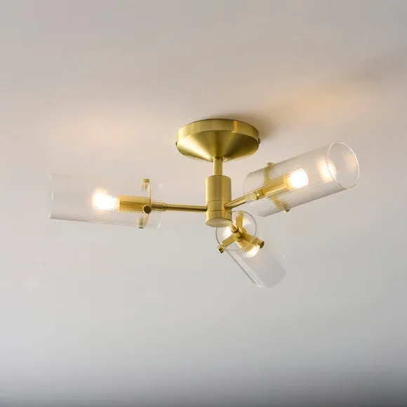 Sterling Ribbed 3 Light Semi Flush Ceiling Light 3