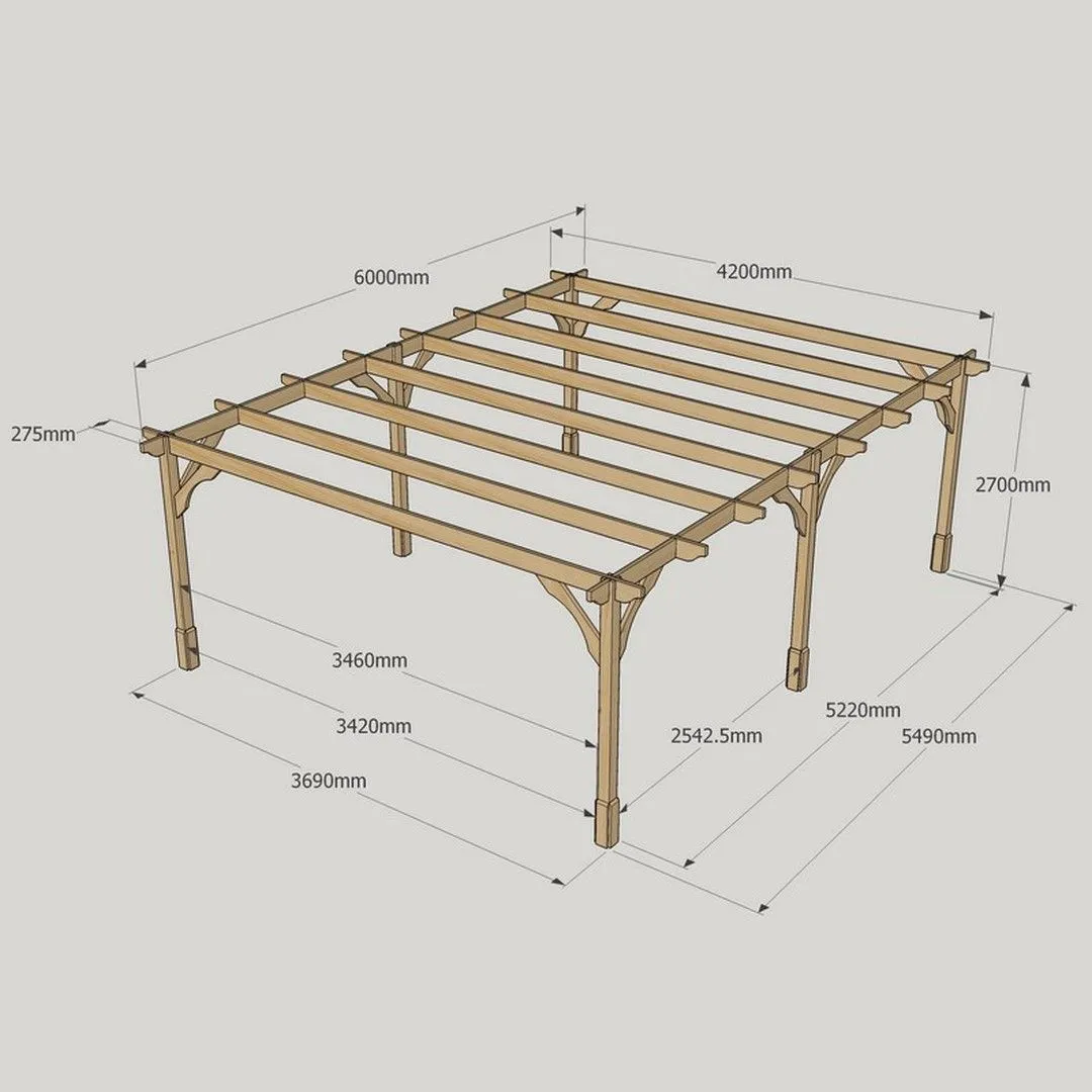 Rutland County Garden Furniture Ltd Premium Pergola 6 Posts - Wood - L420 x W600 x H270 cm - Light Green 6