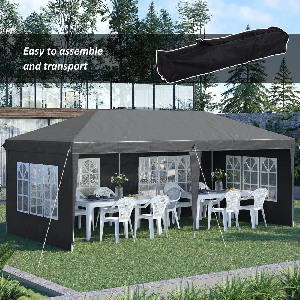 OUTSUNNY 3 x 6m Garden Pop Up Gazebo, Height Adjustable in Grey 4