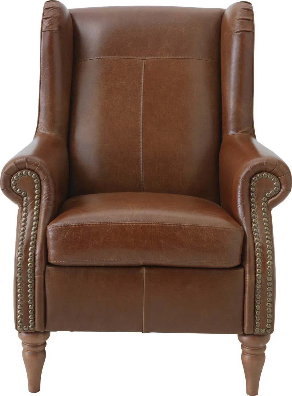 Argos Home Argyll Studded Leather High Back Chair - Tan