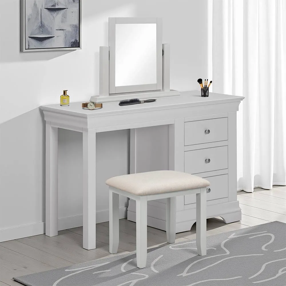 Seconique Bordeaux 3 Drawer Dressing Table Set in Light Grey