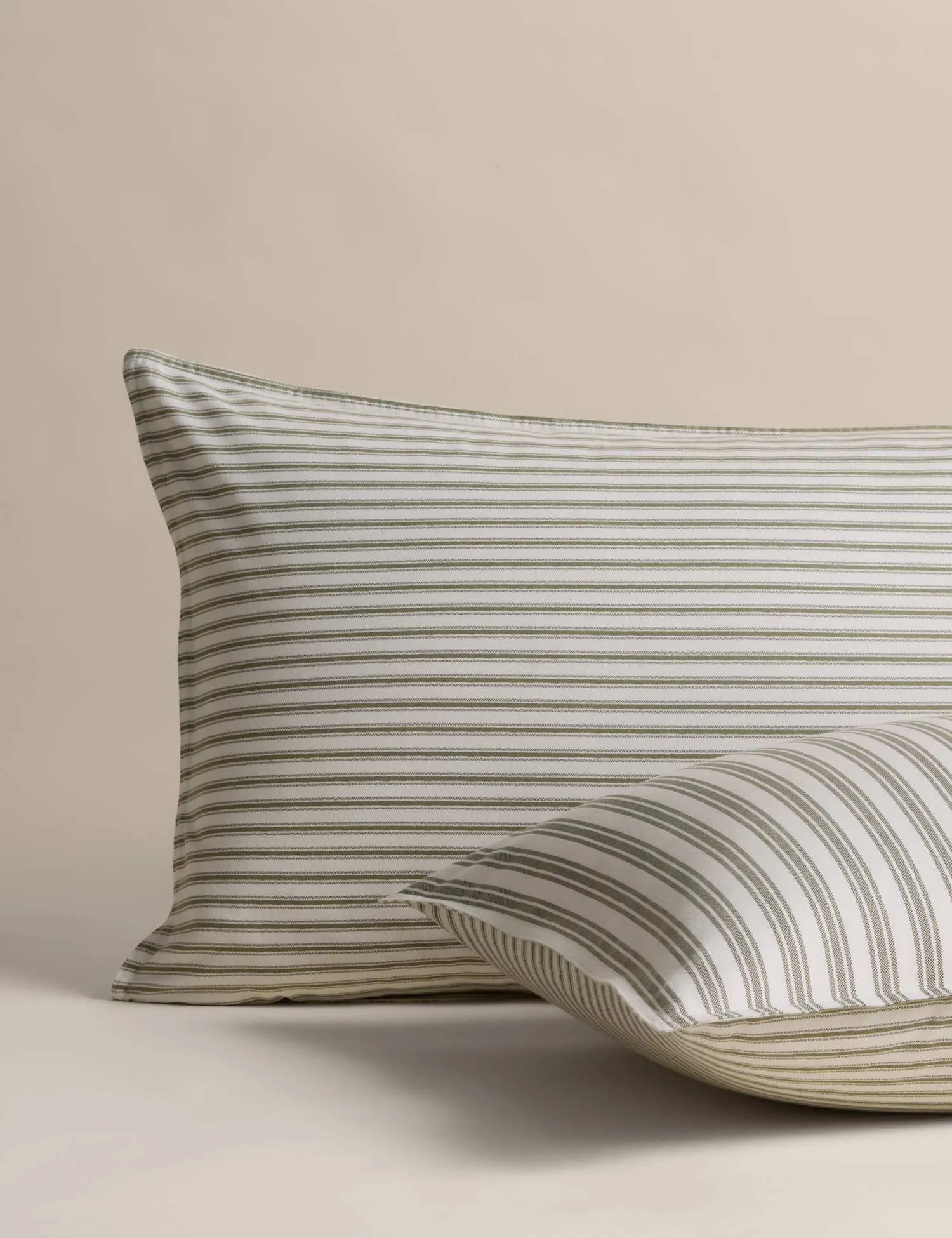 M&S 2 Pack Brushed Cotton Striped Pillowcases Fern