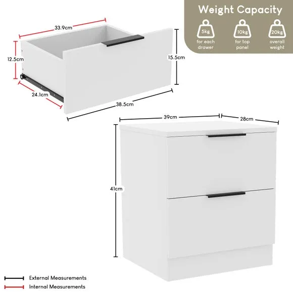 Hayes 2 Drawer Bedside Table 6