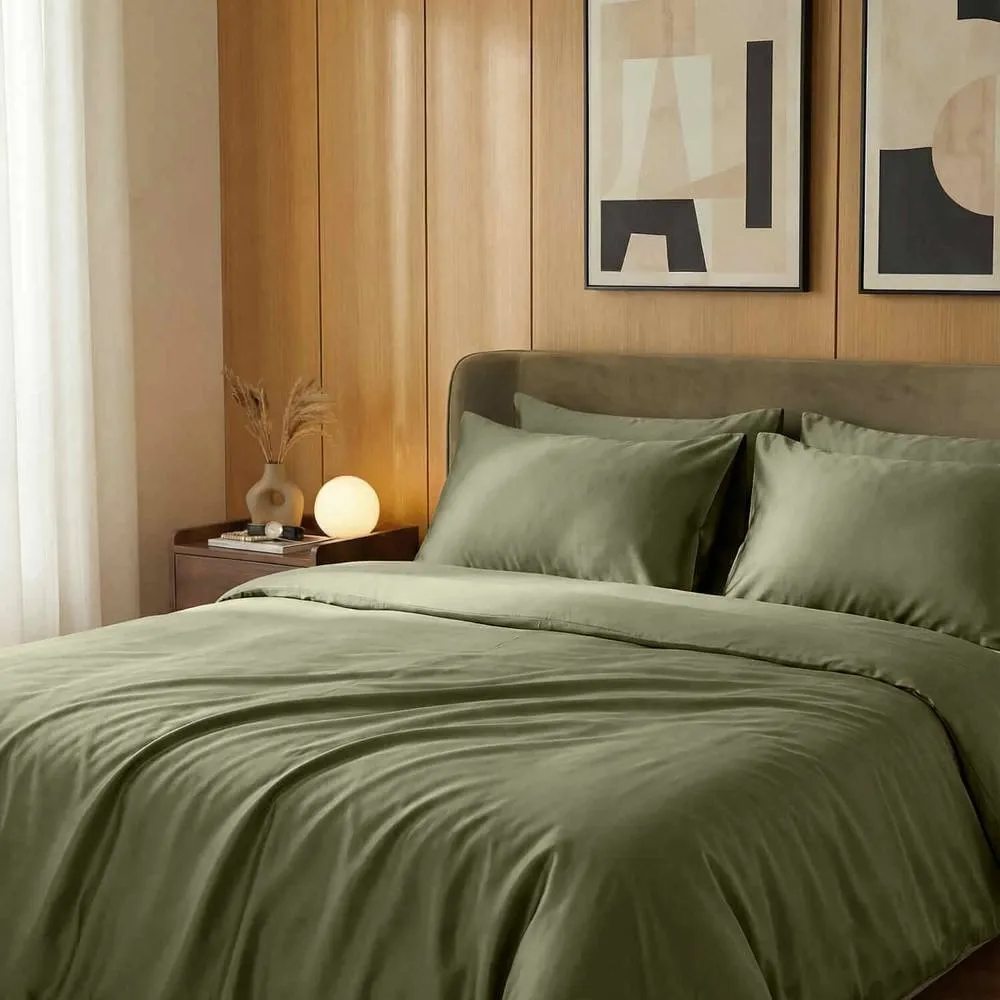 Bedable 100% Cotton Sateen Bedding Bundle 460 Thread Count - Duvet Cover + Fitted Sheet + 4 Pillowcases + Duvet + 4 Pillows