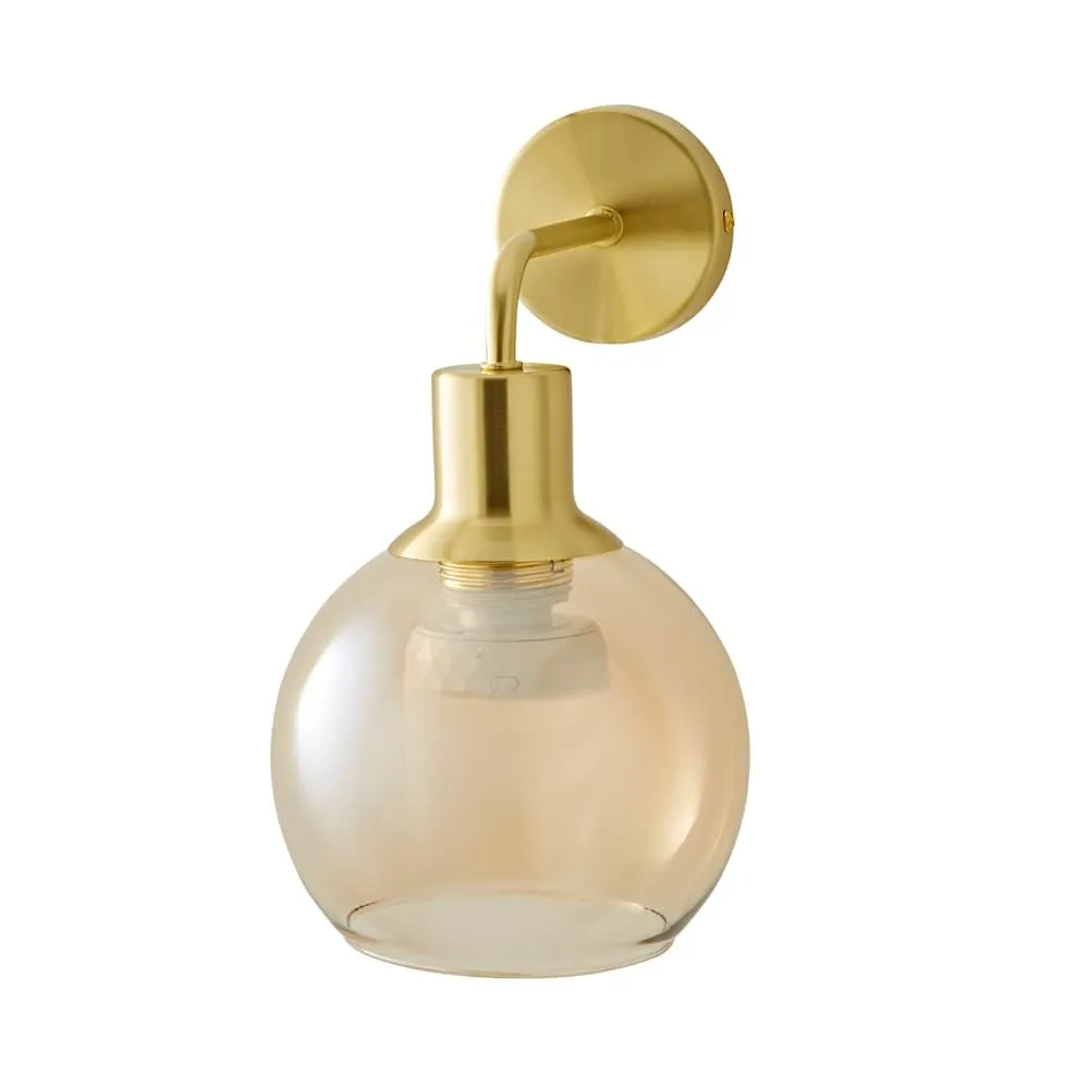 ValueLights Bellamy Globe Glass Shade Rechargeable Wall Light in Gold 6
