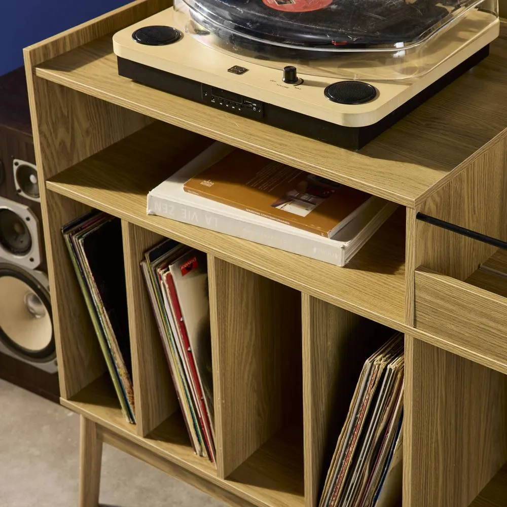 sweeek 130cm vintage vinyl furniture XL with wood effect in Beige 6