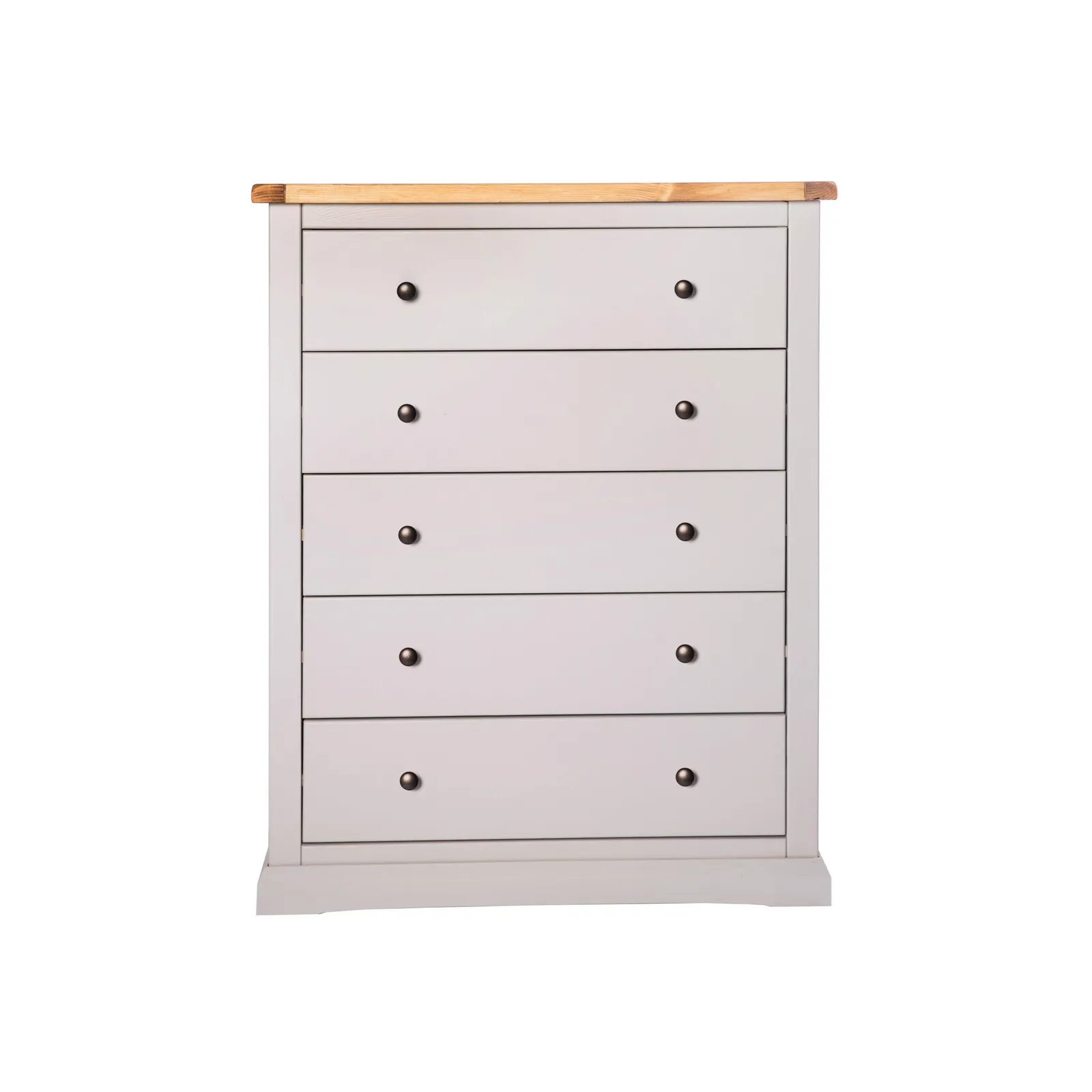 Cabinet Bits Loreo 5 Drawer Chest of Drawers Brass Knob in Light Grey