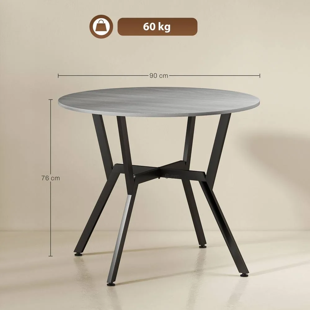 HOMCOM Small Kitchen Table with Black Steel Legs, Dining Table in Grey 3