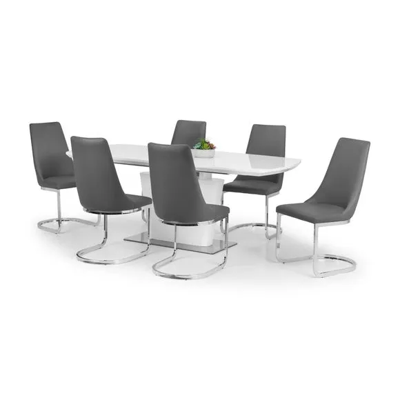 Como Set of 2 Dining Chairs, Grey Faux Leather 6