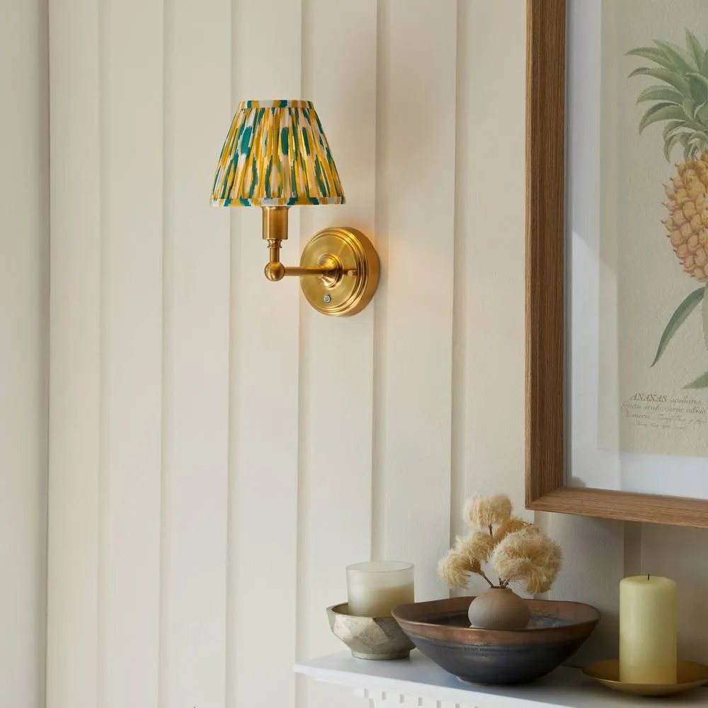Netlighting Burley Rechargeable Yellow Wall Light Jade Fabric Ikat Shade 16cm 2
