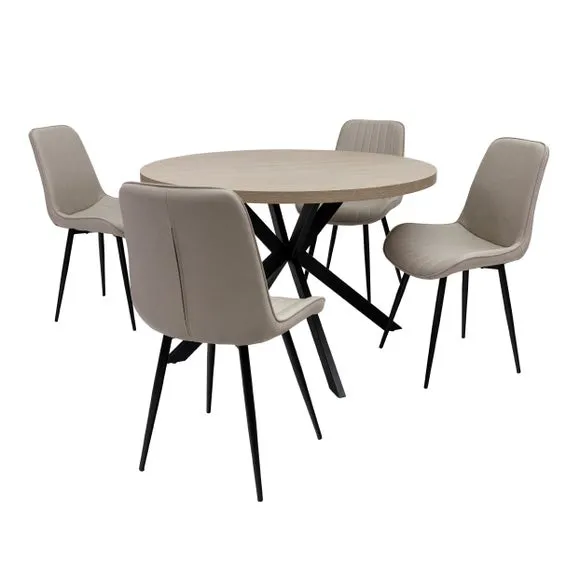 Dalton Round 4 Seater Dining Table, Brown 4