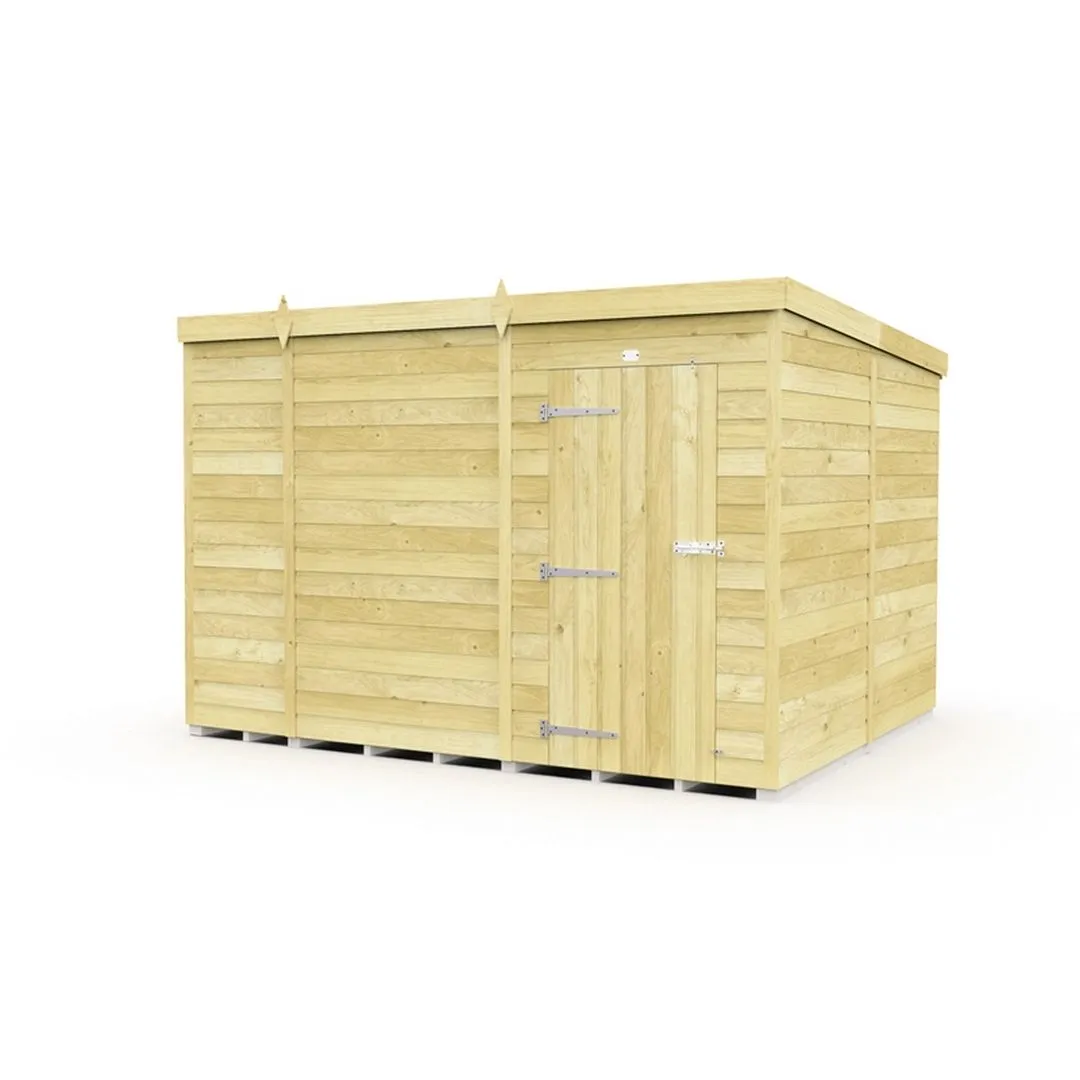 Buttercup Farm 9 x 8 Feet Pent Shed - Single Door W/O Windows - L231 x W276 x H201 cm in Brown