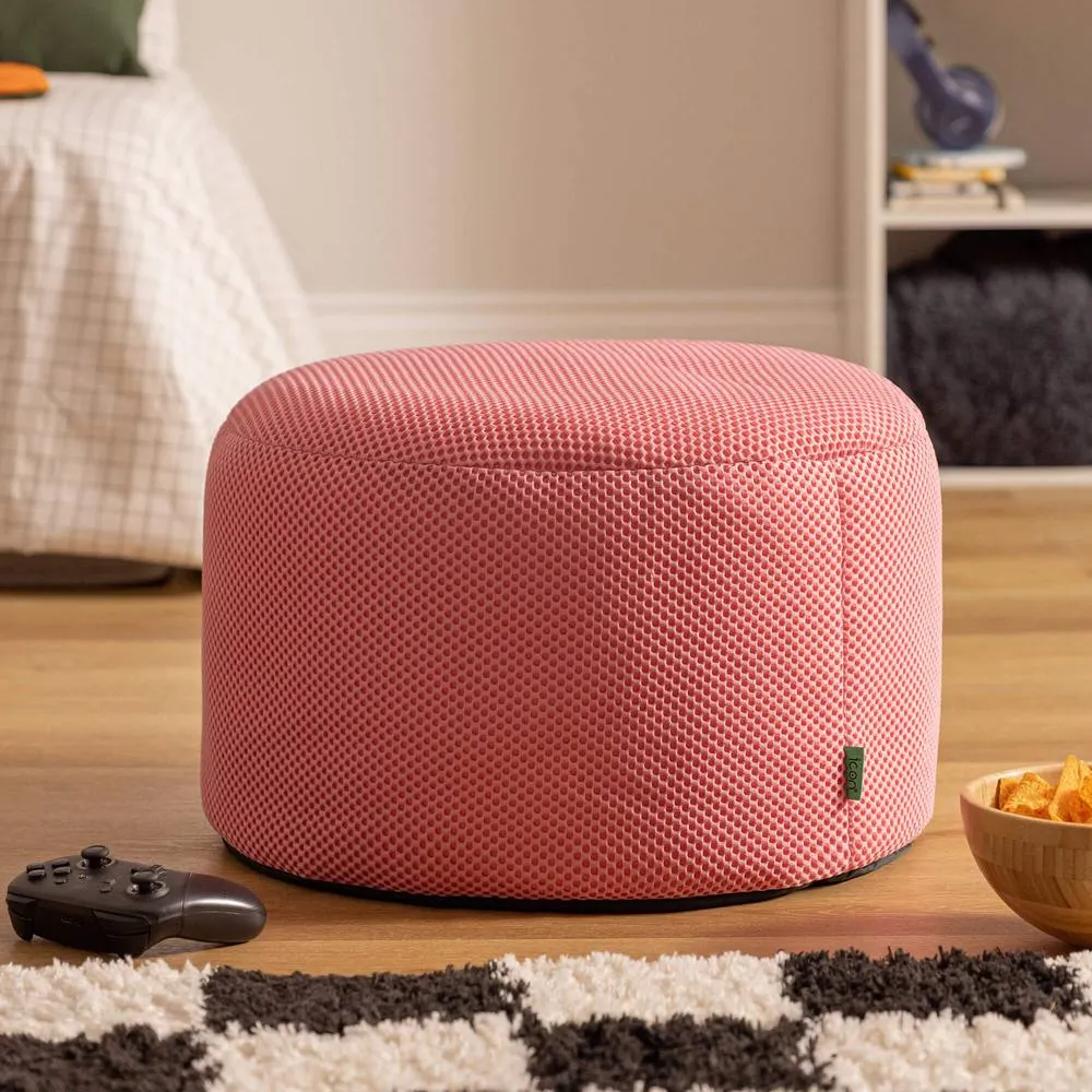 icon Gaming Performance Mesh Round Footstool Bean Bag in Pink