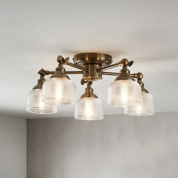 Amesbury Industrial 5 Light Adjustable Semi Flush Ceiling Light