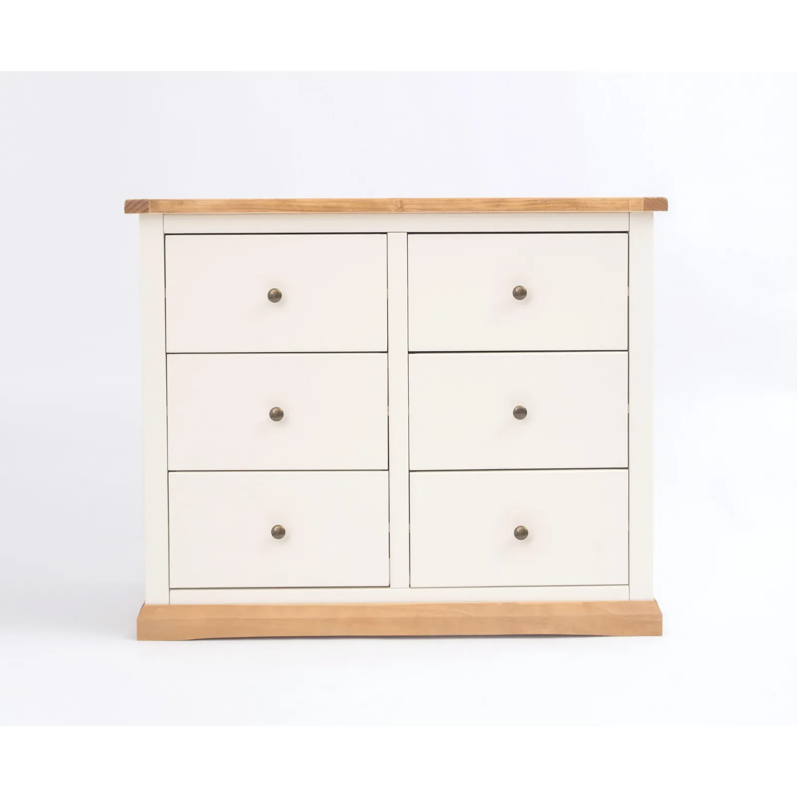 Cabinet Bits Trevi 6 Drawer Chest of Drawers Brass Knob in Off-White