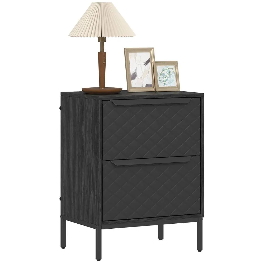 HOMCOM Chest of Drawers, 2 Fabric Drawer Dresser, Aluminium Handles in Black 2