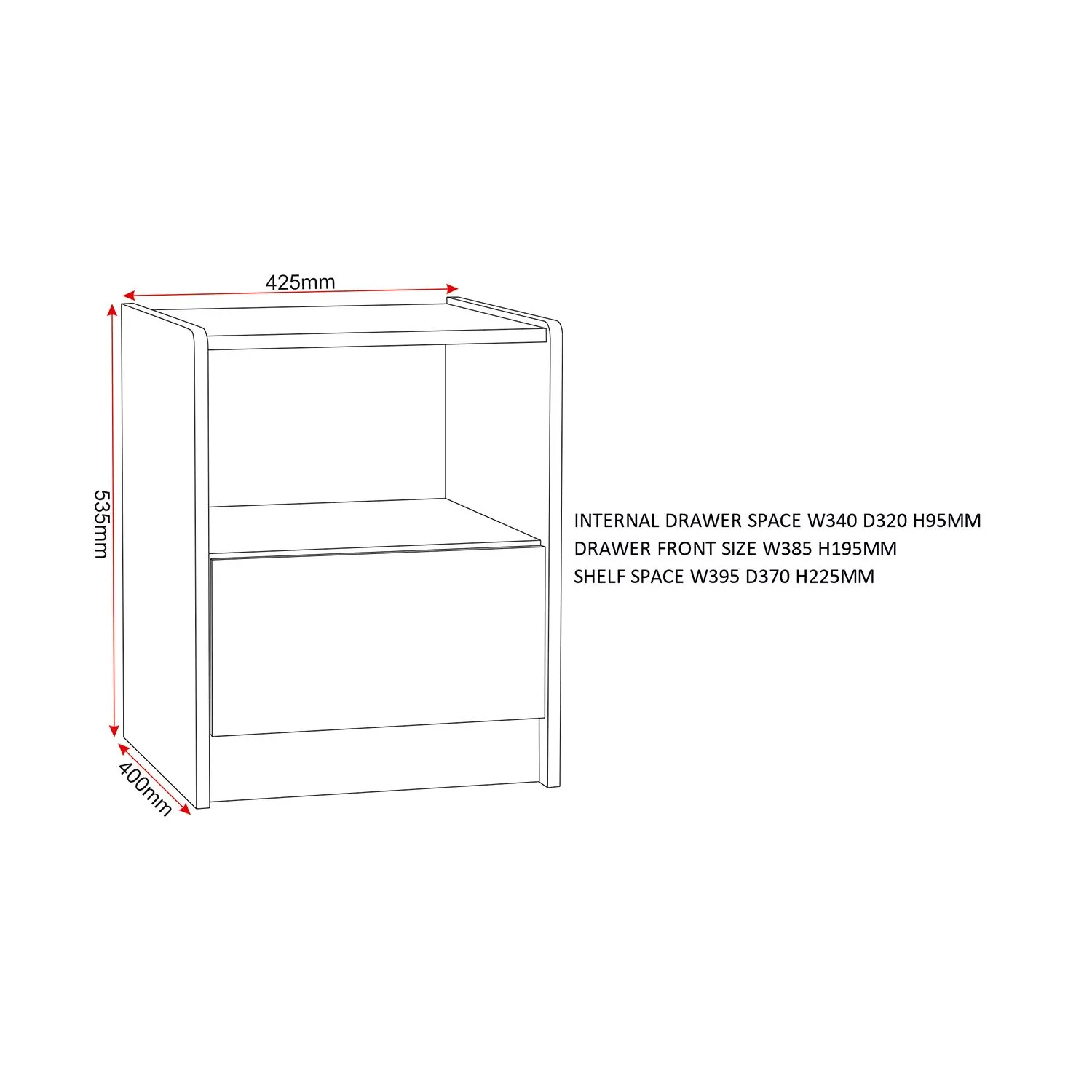 Seconique Paris 1 Drawer Bedside in Light Grey 6