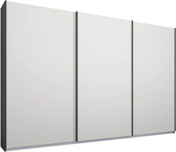 Malix 3 door 270cm Sliding Wardrobe, Graphite Grey Frame, Matt White Doors