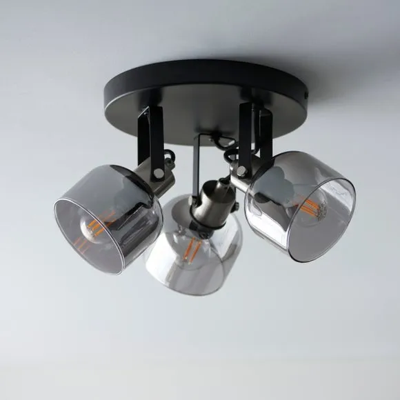 Palazzo Smoked Glass 3 Light Semi Flush Spotlight 2