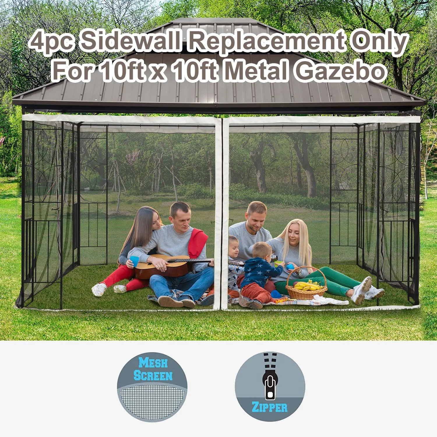 OUTSUNNY Universal Replacement Gazebo Mesh Netting Screen Walls in Beige 5
