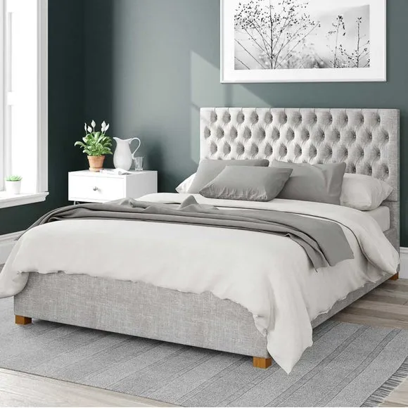 Monroe Pure Pastel Cotton Ottoman Bed Frame 1