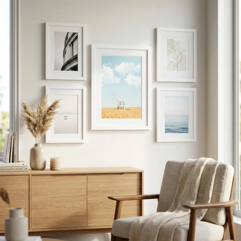 Nicola Spring Photo Frames with A5 Mounts - A4 (8" x 12") - White - Pack of 3 4