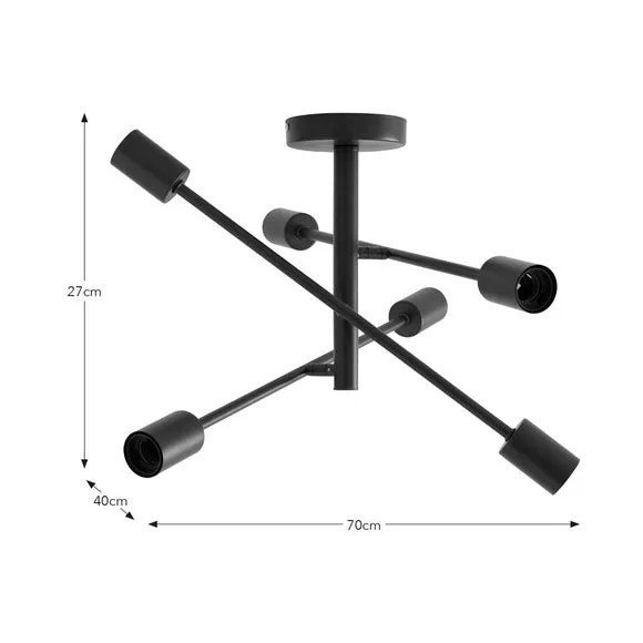 Elements Koppla 6 Light Semi Flush Ceiling Light 6