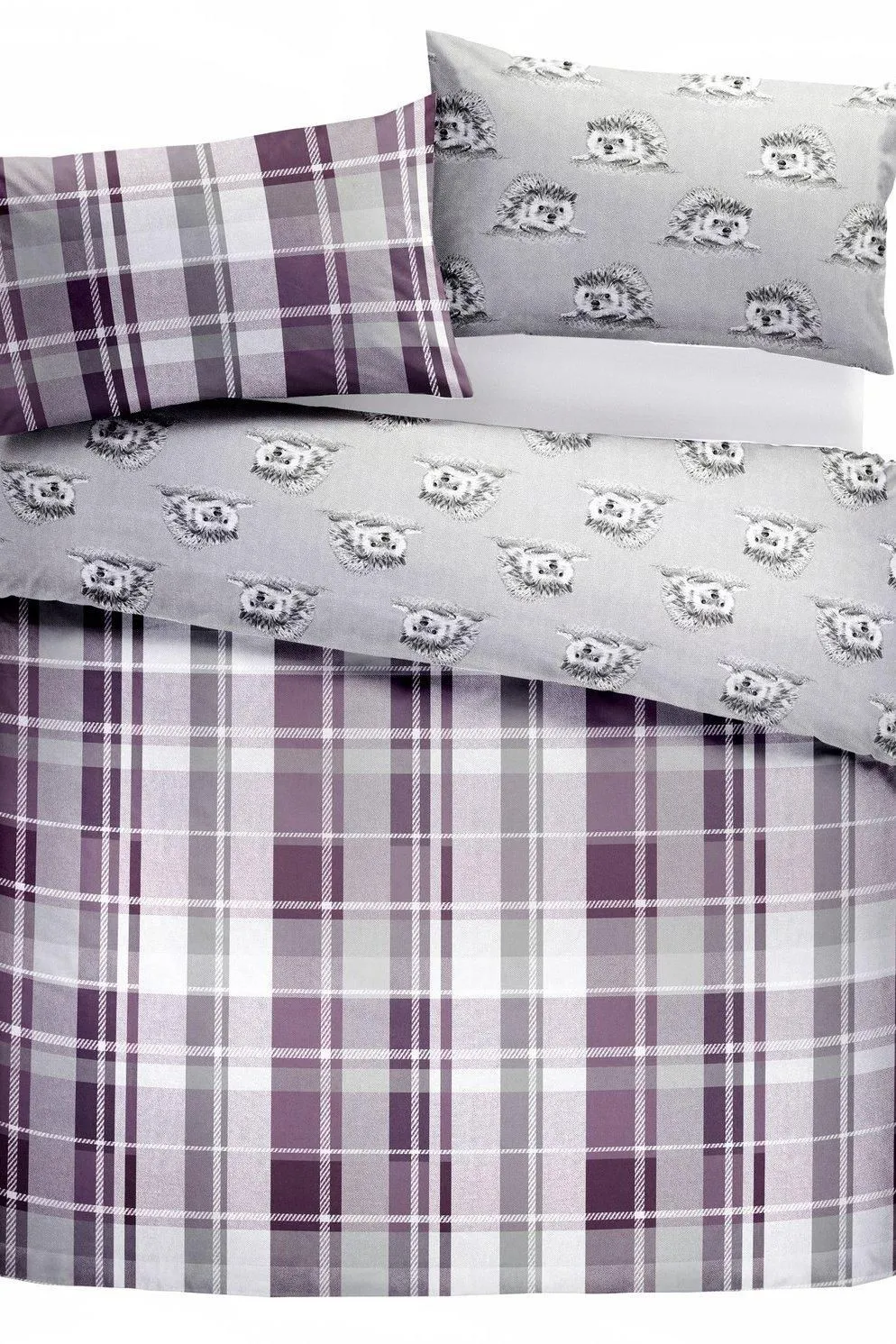 Dreams & Drapes 'Colville Check' 100% Brushed Cotton Duvet Cover Set in Plum 6