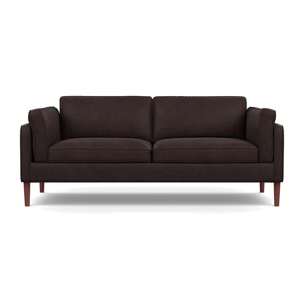 Heal's Sonno 3 Seater Heritage Leather Dark Walnut 2069 Walnut Feet 1