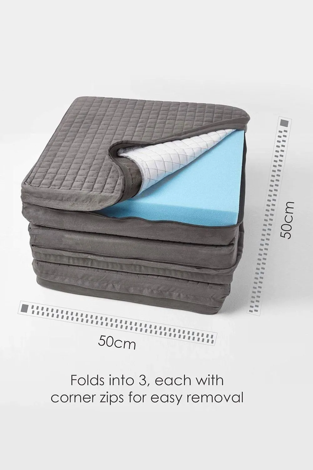 Homescapes Quilted Polyester 3 Seater Orthopaedic Booster Cushion Cover in Grey 4