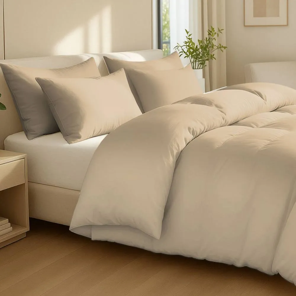 Grace 100% Egptian Cotton Duvet Cover Set with Matching Pillowcases in Beige
