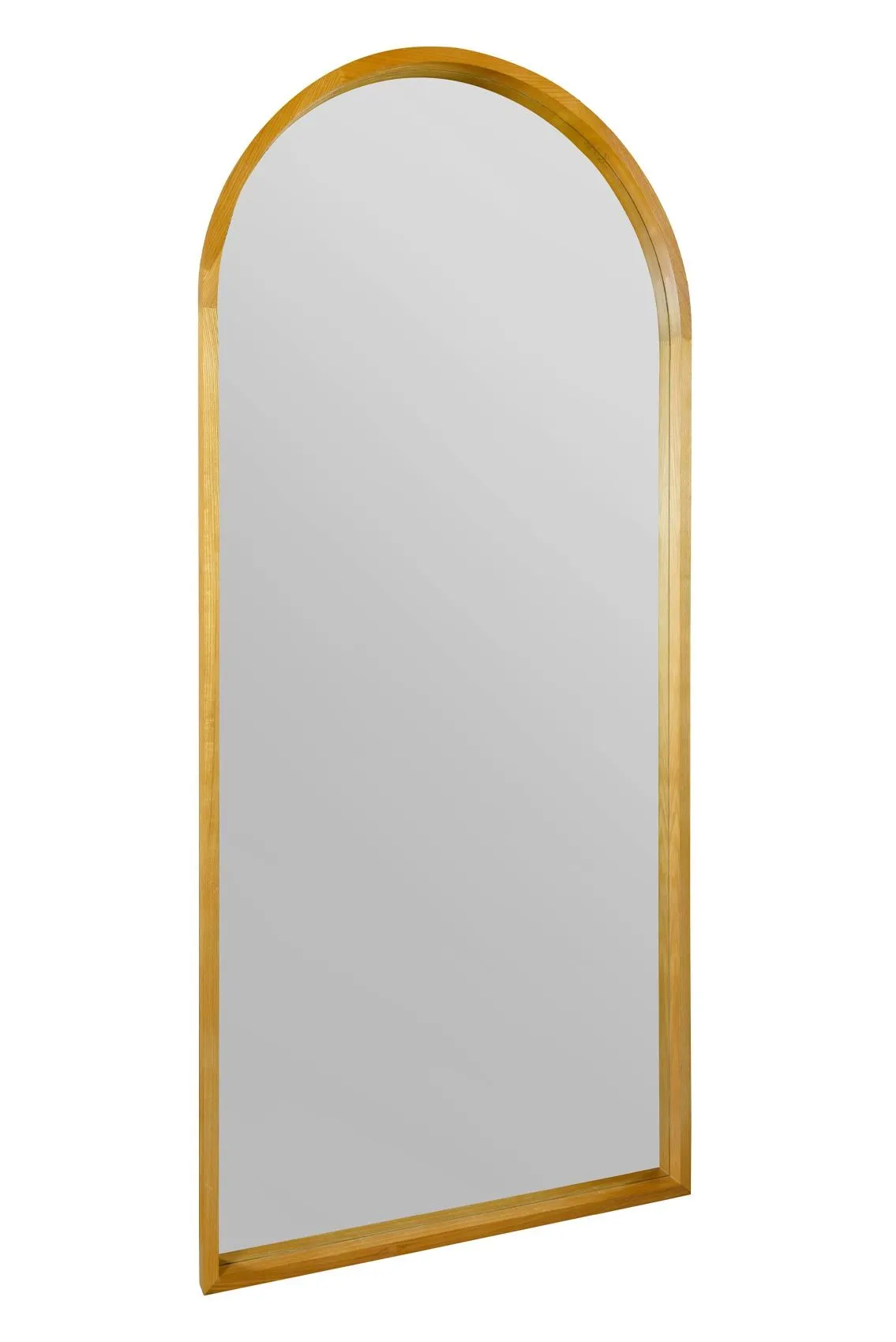 MirrorOutlet Solid Oak Framed Arched Leaner / Wall Mirror 75" X 33" (190CM X 85CM) in Beige 6